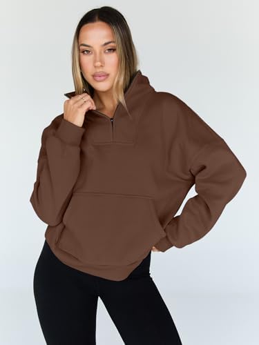 Trendy Queen Womens Sweatshirts Quarter Half Zip Pullover Oversized Hoodies Fall Fashion 2025 Winter Fleece Jackets Sweaters