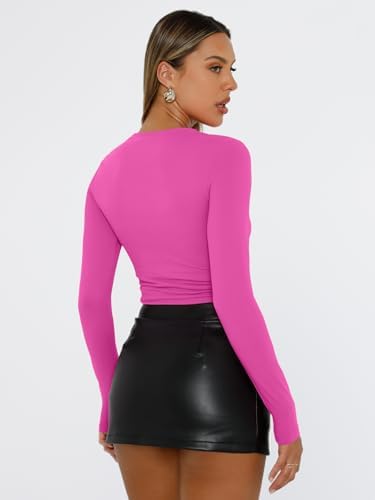 Trendy Queen Womens Long Sleeve T Shirts Fall Fashion 2025 Basic Crop Tops Going Out Outfits Y2k Clothes