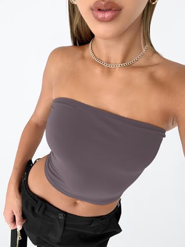 Trendy Queen Womens Tube Tops Strapless Crop Tops Basic Backless Sleeveless Bandeau Going Out Cute 2025 Summer Outfits