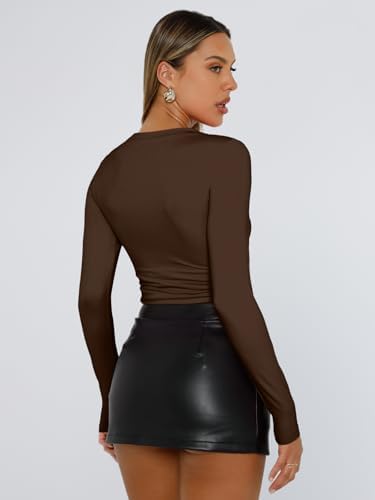 Trendy Queen Womens Long Sleeve T Shirts Fall Fashion 2025 Basic Crop Tops Going Out Outfits Y2k Clothes