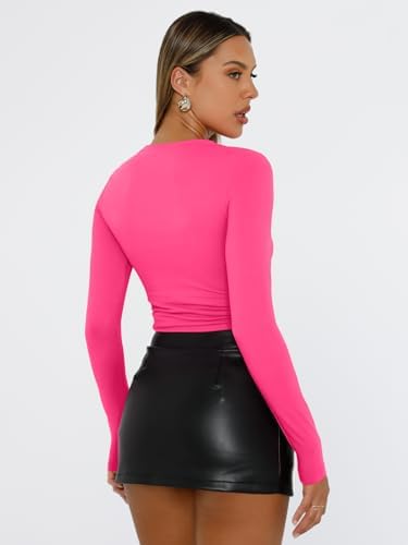 Trendy Queen Womens Long Sleeve T Shirts Fall Fashion 2025 Basic Crop Tops Going Out Outfits Y2k Clothes