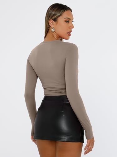 Trendy Queen Womens Long Sleeve T Shirts Fall Fashion 2025 Basic Crop Tops Going Out Outfits Y2k Clothes