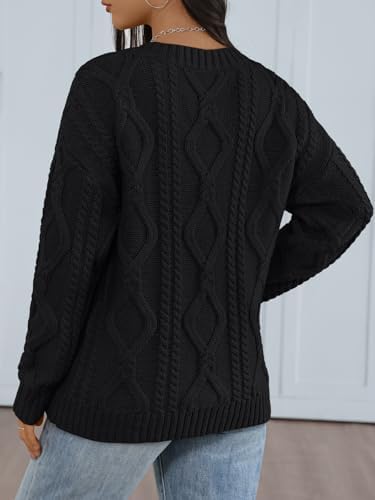 Trendy Queen Oversized Cable Knit Sweaters for Women 2025 Cozy Pullover Knit Fall Outfits V Neck Cute Winter Clothing