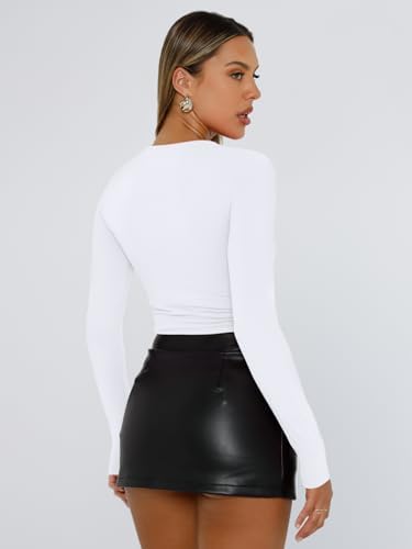 Trendy Queen Womens Long Sleeve T Shirts Fall Fashion 2025 Basic Crop Tops Going Out Outfits Y2k Clothes