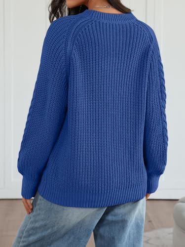 Trendy Queen Women's Oversized Cable Knit Crewneck Fall Pullover Sweaters