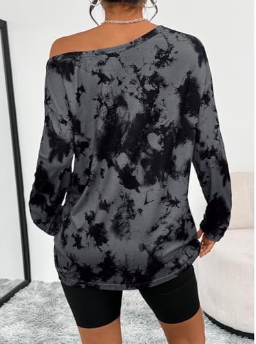 Trendy Queen Womens Off The Shoulder Tops Oversized Tshirts Long Sleeve 2025 Casual Basic Tees