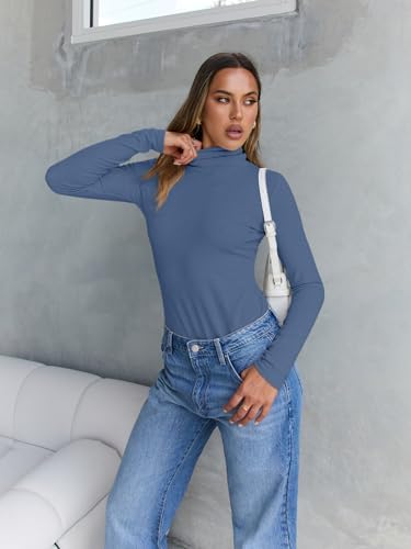 Trendy Queen Women's Turtleneck Long Sleeve Shirts Fall Fashion Basic Thermal Underwear Tops Winter Clothes 2025