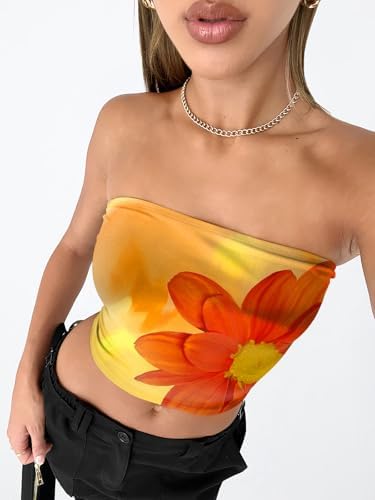 Trendy Queen Womens Tube Tops Strapless Crop Tops Basic Backless Sleeveless Bandeau Going Out Cute 2025 Summer Outfits