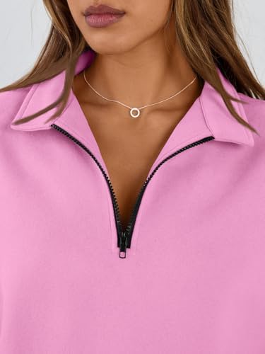 Trendy Queen Womens Oversized Sweatshirts Fall Sweaters Fashion Hoodies Half Zip Pullover Long Sleeve Shirts Clothes