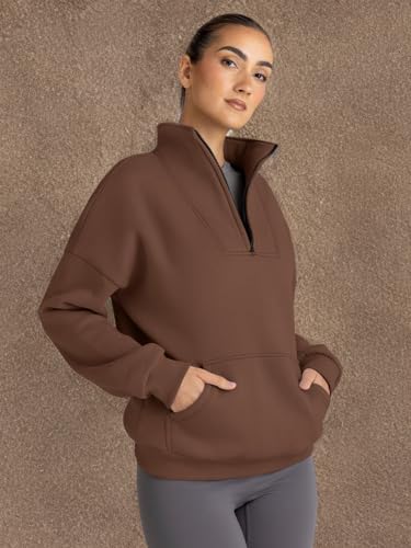 Trendy Queen Womens Sweatshirts Quarter Half Zip Pullover Oversized Hoodies Fall Fashion 2025 Winter Fleece Jackets Sweaters