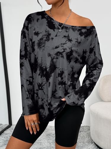 Trendy Queen Womens Off The Shoulder Tops Oversized Tshirts Long Sleeve 2025 Casual Basic Tees
