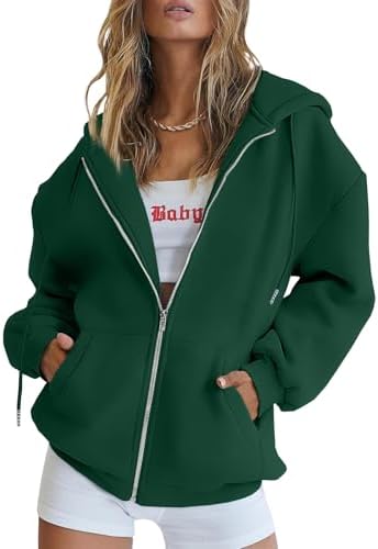 Trendy Queen Womens Zip Up Hoodies Oversized Sweatshirts Fall School Fashion Outfits Casual Jackets 2025 Winter Clothes