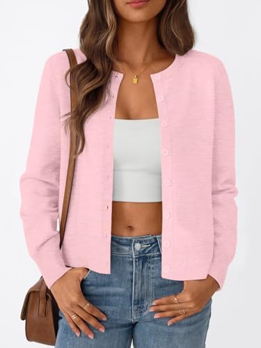 Trendy Queen Womens Cardigan Sweaters Lightweight Crew Neck Outfits Fall Fashion 2025 Clothing