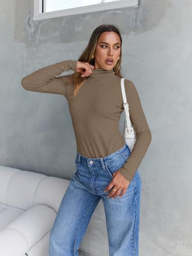 Trendy Queen Women's Turtleneck Long Sleeve Shirts Fall Fashion Basic Thermal Underwear Tops Winter Clothes 2025