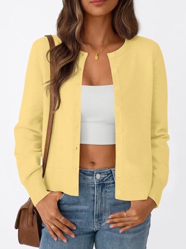 Trendy Queen Womens Cardigan Sweaters Lightweight Crew Neck Outfits Fall Fashion 2025 Clothing