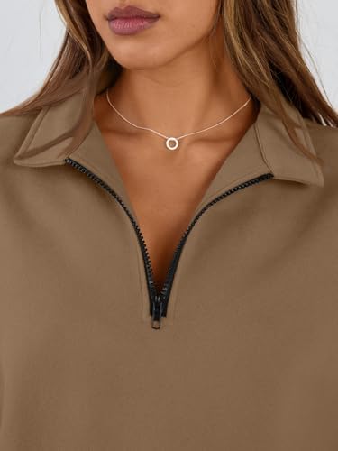 Trendy Queen Womens Oversized Sweatshirts Fall Sweaters Fashion Hoodies Half Zip Pullover Long Sleeve Shirts Clothes