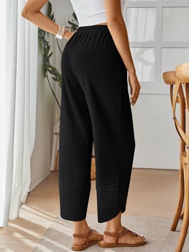 Trendy Queen Women's Wide Leg Pants Boho Summer Capri Palazzo Harem Casual Barrel Sweatpants Baggy Slacks with Pockets