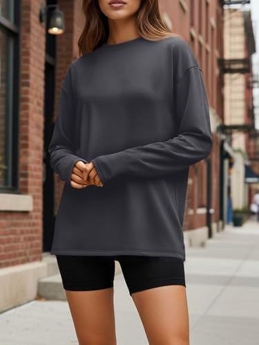 Trendy Queen Womens Oversized Long Sleeve T Shirts 2025 Basic Crewneck Tee Fall Tops Casual Workout Y2K Clothes