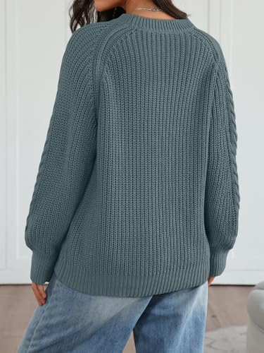 Trendy Queen Women's Oversized Cable Knit Crewneck Fall Pullover Sweaters