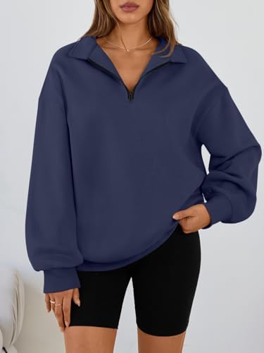 Trendy Queen Womens Oversized Sweatshirts Fall Sweaters Fashion Hoodies Half Zip Pullover Long Sleeve Shirts Clothes