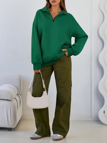 Trendy Queen Womens Oversized Sweatshirts Fall Sweaters Fashion Hoodies Half Zip Pullover Long Sleeve Shirts Clothes