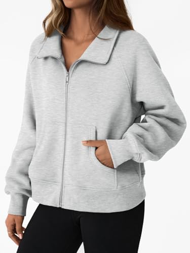 Trendy Queen Womens Sweatshirts Zip Up Hoodies Cropped Crewneck Pullover Casual Jackets Y2k Clothes Fall Fashion Outfits 2025