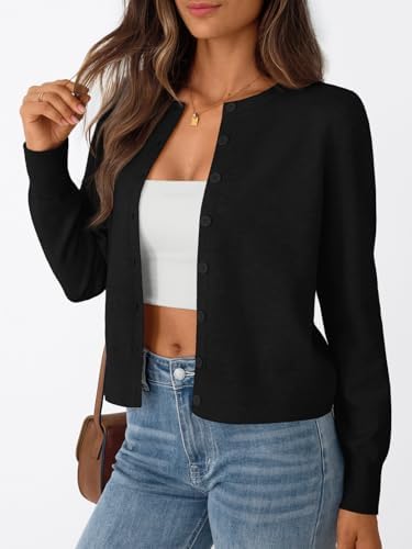 Trendy Queen Womens Cardigan Sweaters Lightweight Crew Neck Outfits Fall Fashion 2025 Clothing