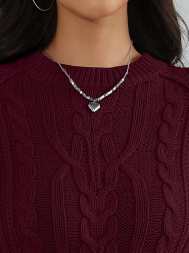 Trendy Queen Women's Oversized Cable Knit Crewneck Fall Pullover Sweaters