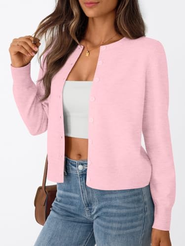 Trendy Queen Womens Cardigan Sweaters Lightweight Crew Neck Outfits Fall Fashion 2025 Clothing