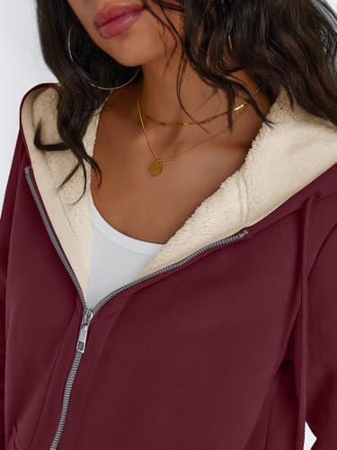 Trendy Queen Zip Up Hoodies for Women Fleece Lined Jackets Winter Coats Long Sleeve Sweatshirts Pullover Fall Clothes