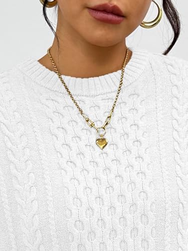 Trendy Queen Oversized Cable Knit Sweaters for Women Trendy 2025 Fall Fashion Outfits Pullover Crewneck Sweaters Tops