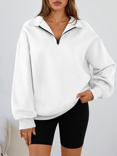 Trendy Queen Womens Oversized Sweatshirts Fall Sweaters Fashion Hoodies Half Zip Pullover Long Sleeve Shirts Clothes