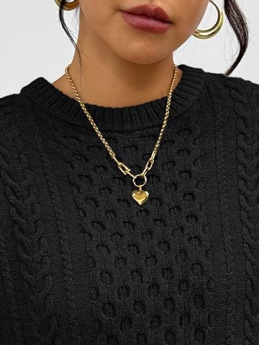 Trendy Queen Oversized Cable Knit Sweaters for Women Trendy 2025 Fall Fashion Outfits Pullover Crewneck Sweaters Tops