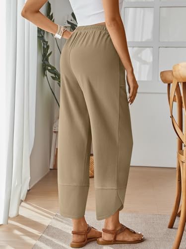 Trendy Queen Women's Wide Leg Pants Boho Summer Capri Palazzo Harem Casual Barrel Sweatpants Baggy Slacks with Pockets