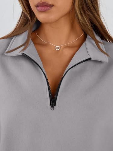 Trendy Queen Womens Oversized Sweatshirts Fall Sweaters Fashion Hoodies Half Zip Pullover Long Sleeve Shirts Clothes