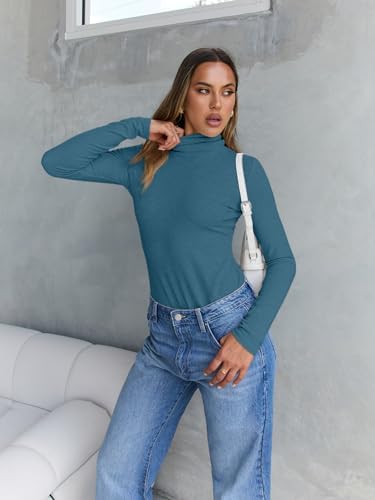 Trendy Queen Women's Turtleneck Long Sleeve Shirts Fall Fashion Basic Thermal Underwear Tops Winter Clothes 2025