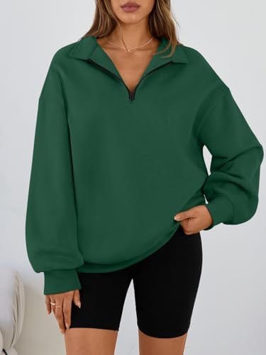 Trendy Queen Womens Oversized Sweatshirts Fall Sweaters Fashion Hoodies Half Zip Pullover Long Sleeve Shirts Clothes