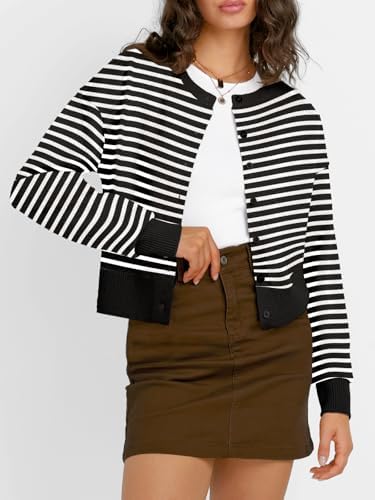 Trendy Queen Cropped Cardigan Sweaters for Women Lightweight Crop Knit Y2k Fall Outfits Fashion Clothes 2025