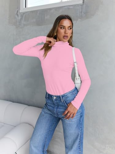 Trendy Queen Women's Turtleneck Long Sleeve Shirts Fall Fashion Basic Thermal Underwear Tops Winter Clothes 2025