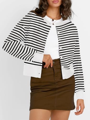 Trendy Queen Cropped Cardigan Sweaters for Women Lightweight Crop Knit Y2k Fall Outfits Fashion Clothes 2025