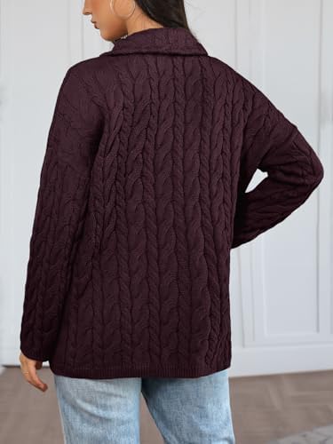 Trendy Queen Women's Oversized Cable Knit Quarter Zip Up Pullover Sweaters 2025