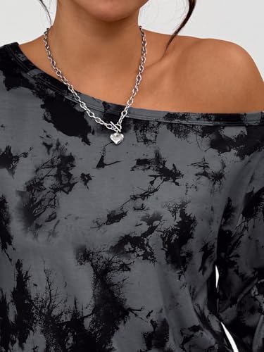 Trendy Queen Womens Off The Shoulder Tops Oversized Tshirts Long Sleeve 2025 Casual Basic Tees