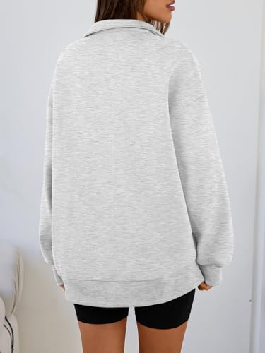 Trendy Queen Womens Oversized Sweatshirts Fall Sweaters Fashion Hoodies Half Zip Pullover Long Sleeve Shirts Clothes