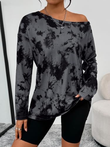 Trendy Queen Womens Off The Shoulder Tops Oversized Tshirts Long Sleeve 2025 Casual Basic Tees