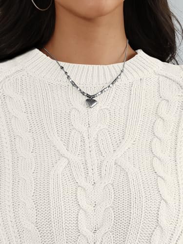 Trendy Queen Women's Oversized Cable Knit Crewneck Fall Pullover Sweaters