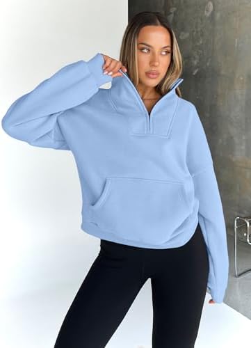 Trendy Queen Womens Sweatshirts Quarter Half Zip Pullover Oversized Hoodies Fall Fashion 2025 Winter Fleece Jackets Sweaters