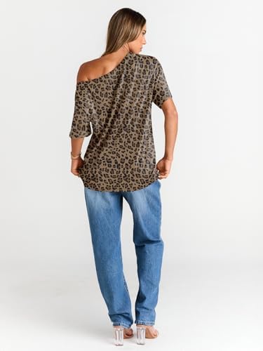 Trendy Queen Womens Off The Shoulder Tops Oversized T-Shirts Short Sleeve Tees Summer 2025 Casual Spring Fashion Clothes