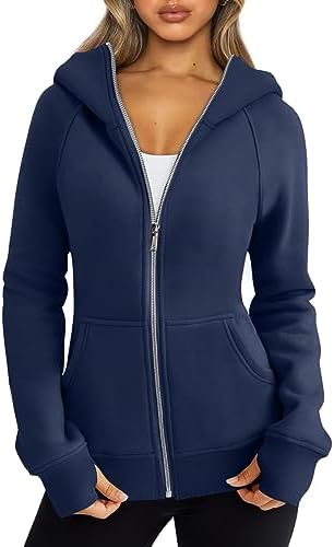 Trendy Queen Womens Zip Up Hoodies Fleece Jackets Oversized Sweatshirts Fall Fashion Outfits Sweaters Winter Clothes