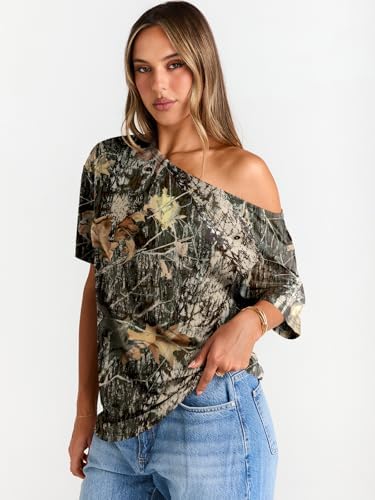 Trendy Queen Womens Off The Shoulder Tops Oversized T-Shirts Short Sleeve Tees Summer 2025 Casual Spring Fashion Clothes