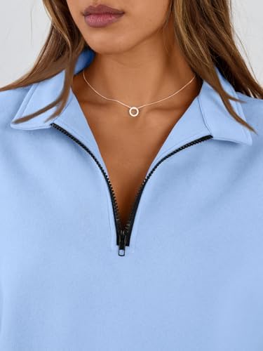 Trendy Queen Womens Oversized Sweatshirts Fall Sweaters Fashion Hoodies Half Zip Pullover Long Sleeve Shirts Clothes